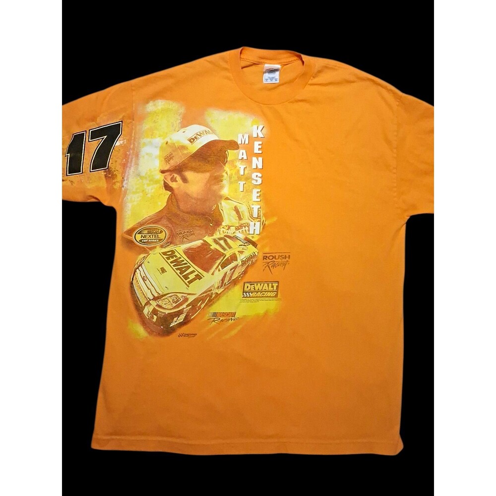 Vintage Matt Kenseth #17 DeWalt NASCAR Racing T Shirt XL Roush Y2K Yellow